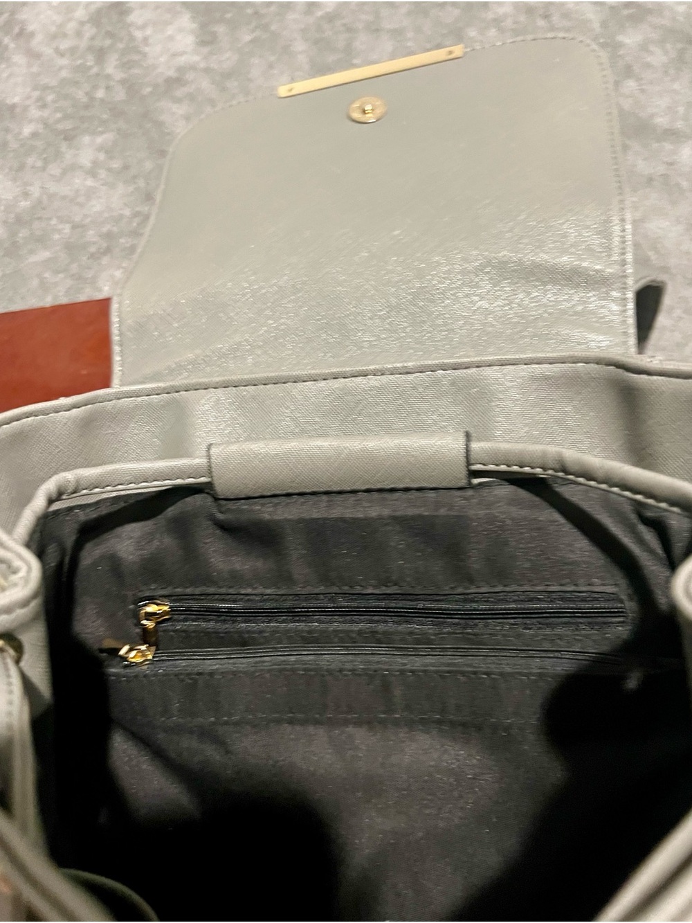 Sleek Backpack Purse with Gold Hardware - Picture 6 of 9